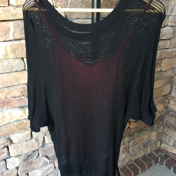 Express Sweaters - Set Domain Blk Sweater w/ Red & Black Sequin Cami